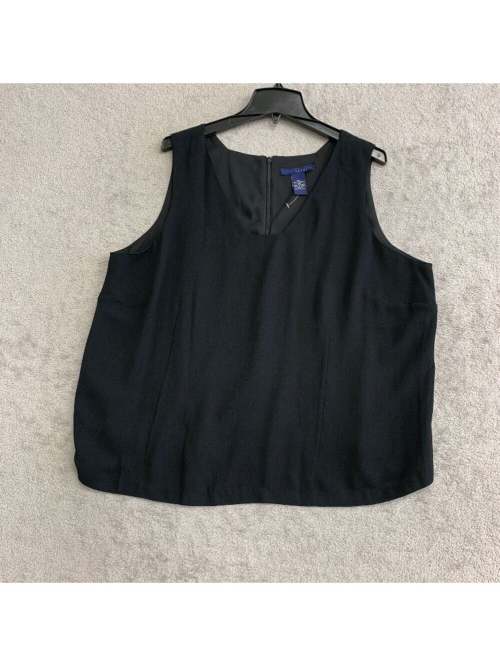 Venezia Women's Plus 18/20 Black Sleeveless V-Neck  Tank Top Polyester  P0079